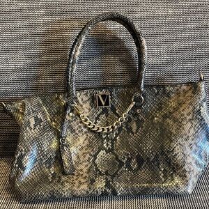Victoria's Secret Snakeskin Satchel with Gold Chain